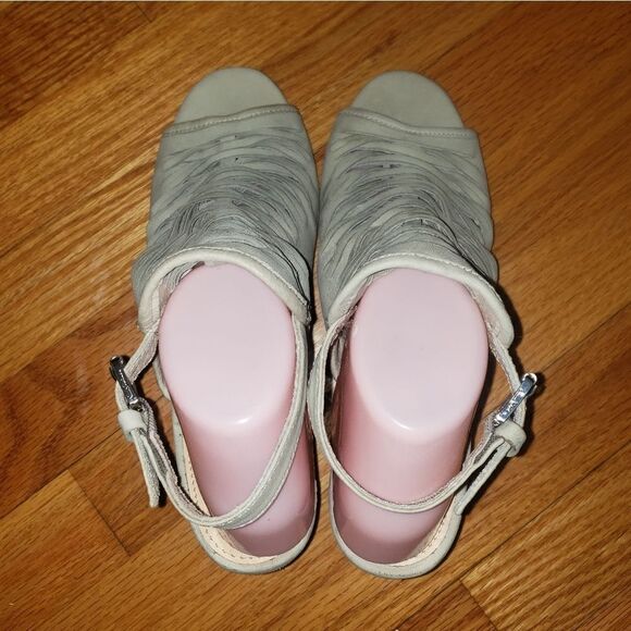 Sam Edelman Holly tan leather block Peeptoe Heels - Picture 5 of 8